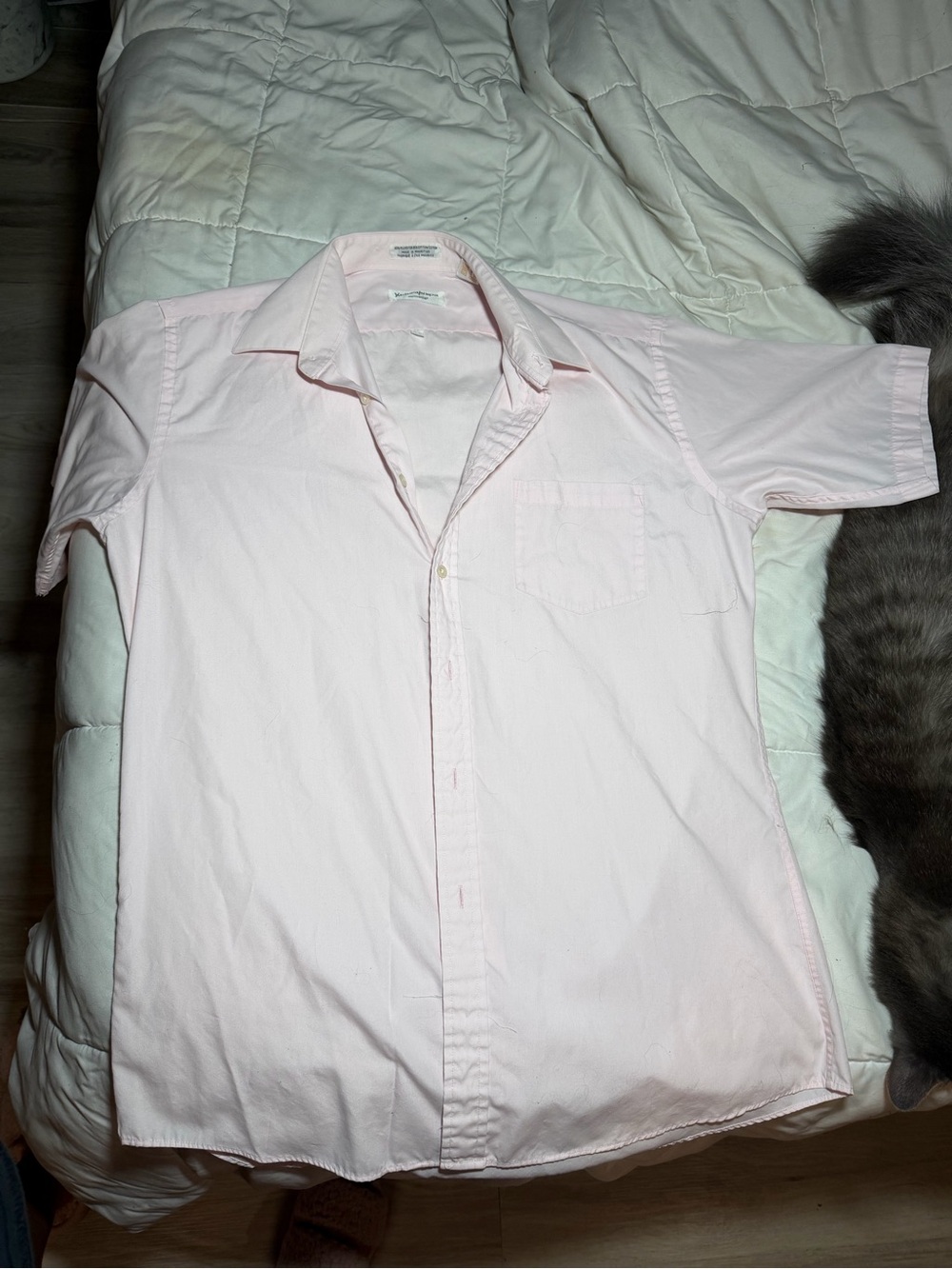 Yves Saint Laurent Light Pink Short Sleeve Button-Down Shirt